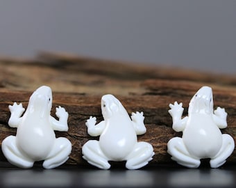 Carved Bone Frog Beads • 23mm Amphibian Totem for Necklace, Bracelet, Earrings & Jewelry Making