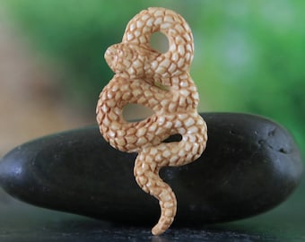 Antique Stained Snake Pendant • Reptile Sculpture • Organic • Handcrafted • Highly Detailed • 50mm