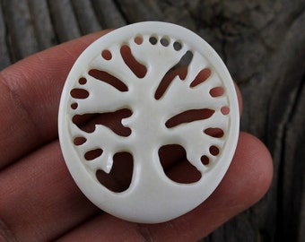 Tree of Life Handcarved Bone Piece Beautiful Organic, Durable Carving Made from Ethical Recycled Material All Natural, Handcrafted