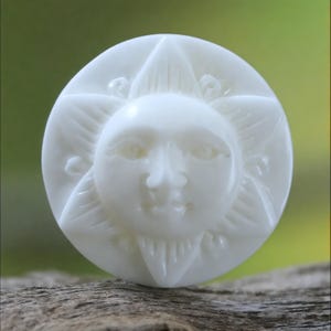 Celestial Blessing: Small Sun Face Bone Talisman, 20mm