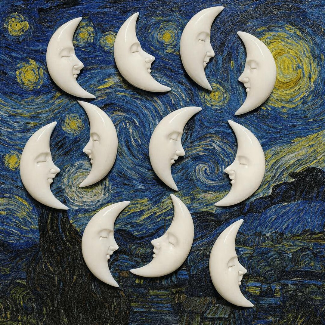 Carved Bone Crescent Moon Face • Lunar Pendant Cab for Wire Wrap
