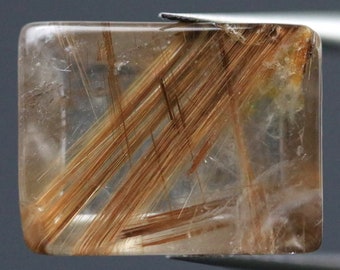 Rutilated Quartz Teardrop Cabochon for Spiritual Illumination and Designer Jewelry