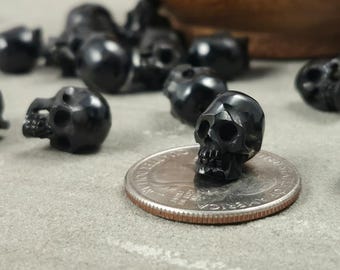 Bull Horn Skull Beads - Jewelry Supply, Hand Carved, Top Drilled • 14mm