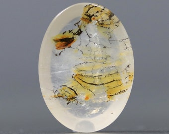 Dendritic Quartz and Manganese Hematoid All Natural Gemstone Stone Natural Jewelry, Untreated Gemstone Oval Cabochon