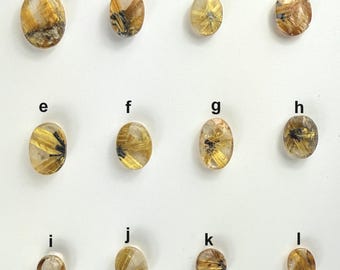 Gold Star Hematite Quartz Cabochon: Spiritual Gemstone (11-19mm Length Varies