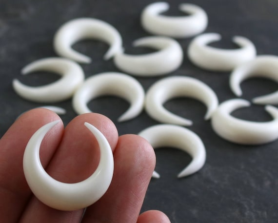 Flat Back Crescent Moons • Tribal Jewelry Supplies • Hand Carved • 25mm