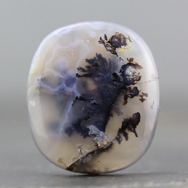 Dendritic Dendrite Agate Oval Gemstone Ornament Adornment Embellishment Loose Polished Gem Cabochon Properties Abundance (B1335)