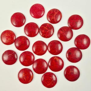 Deep Red Coral Cab • Round Polished Gemstone Focal for Pendants • 20mm