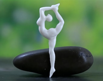 Hand-Carved Bone Dancer Silhouette Pendant • Yoga Pose Focal for Boho Minimalist Jewelry • 63mm