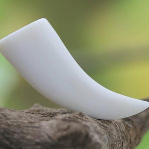 Sculpted Cattle Bone Tusk Pendant: Primal Strength Necklace, Tribal Jewelry, Natural Carving, 38mm