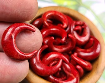 Red Coral Mini Crescent Lightweight Charms • Earrings, Necklaces, or Beadwork • 20mm