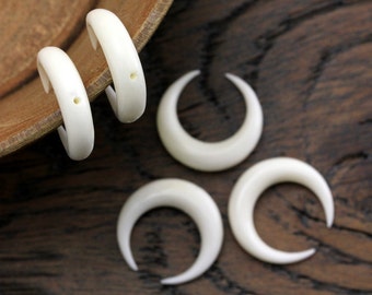 Top Drilled • Hand-Carved Bone Crescent Connectors • Lunar Charms for Earrings and Necklaces • 20mm
