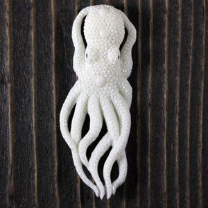 Octopus Hand Carved Bone Tentacles Squid Carving High Detail Jewelry Pendant and Collectibles Sea Creature Focal Bead