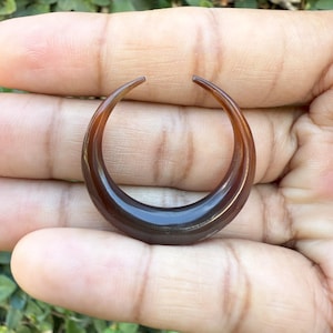 Amber Horn Crescent Moon • Lunar Pendant Charm for Wire Wrap & Macrame • 30mm