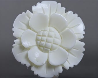 Carved Bone Blossom Flower Cabochon — Drilling Available Upon Request