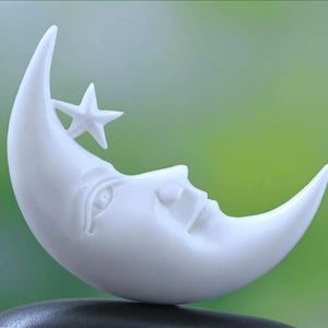 Carved Moon and Star for Celestial Jewelry, Night Sky, Sleep Guardian, Organic Charms and DIY Jewelry Design, 46mm