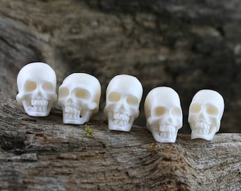 Hand-Carved Bone Skull Mini Carving • 17mm Undrilled Totem for Gothic, Witchy, Boho Jewelry