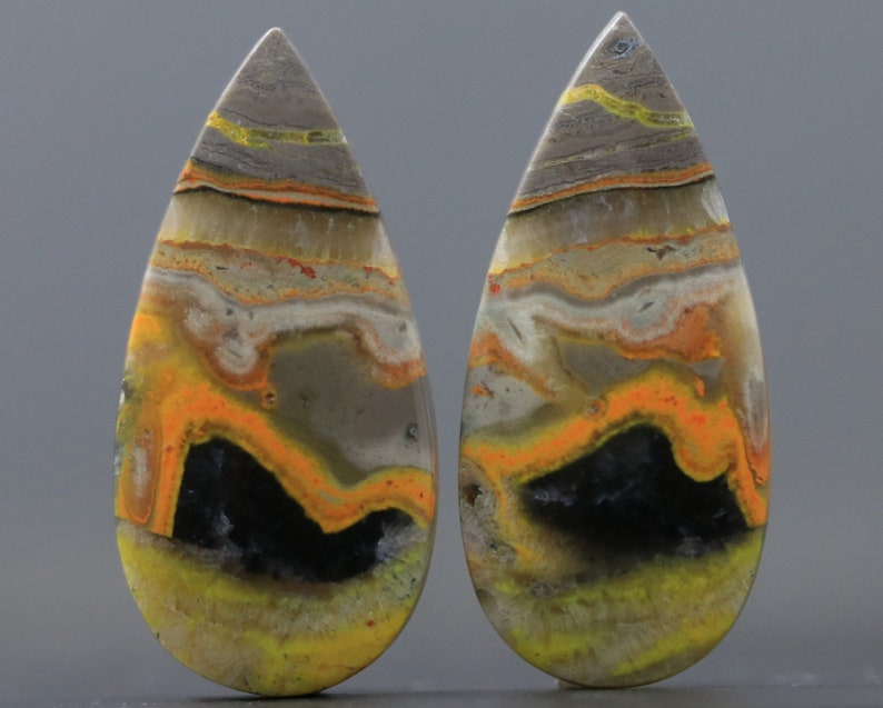Bumblebee Agate Pair Volcanic Natural Gemstone
