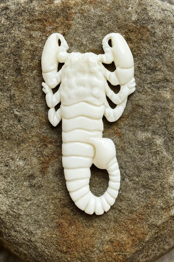 Hand-Carved Bone Scorpion Figurine • Artisan Totem Sculpture • 60mm