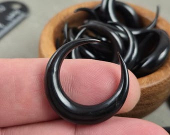 Black Bull Horn Crescent Pendant • Hand-Carved Horn Moon • 30mm