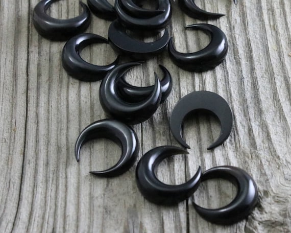 Black Horn Crescent Moon Flatback Cabochon, 20mm Lunar Goth Craft Supply