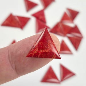 15mm • Red Coral Triangle Cabochon • Polished Flat-Back Coral Cab