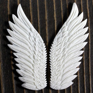 Hand Carved Bone Wings - Artisan Jewelry Supplies, Unique Pendant Components, 64mm