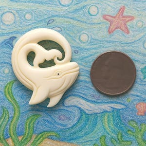 Handcrafted Bone Whale Pendant – Nautical Ocean Spirit Jewelry Making Charm (43mm)