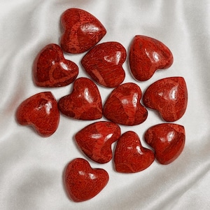 Red Coral Heart Cabochons • 10mm Tiny Love Stones for Earrings, Charms, and Beadwork