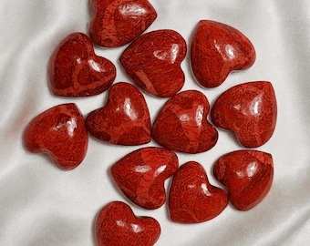 Red Coral Heart Cabochons • 10mm Tiny Love Stones for Earrings, Charms, and Beadwork