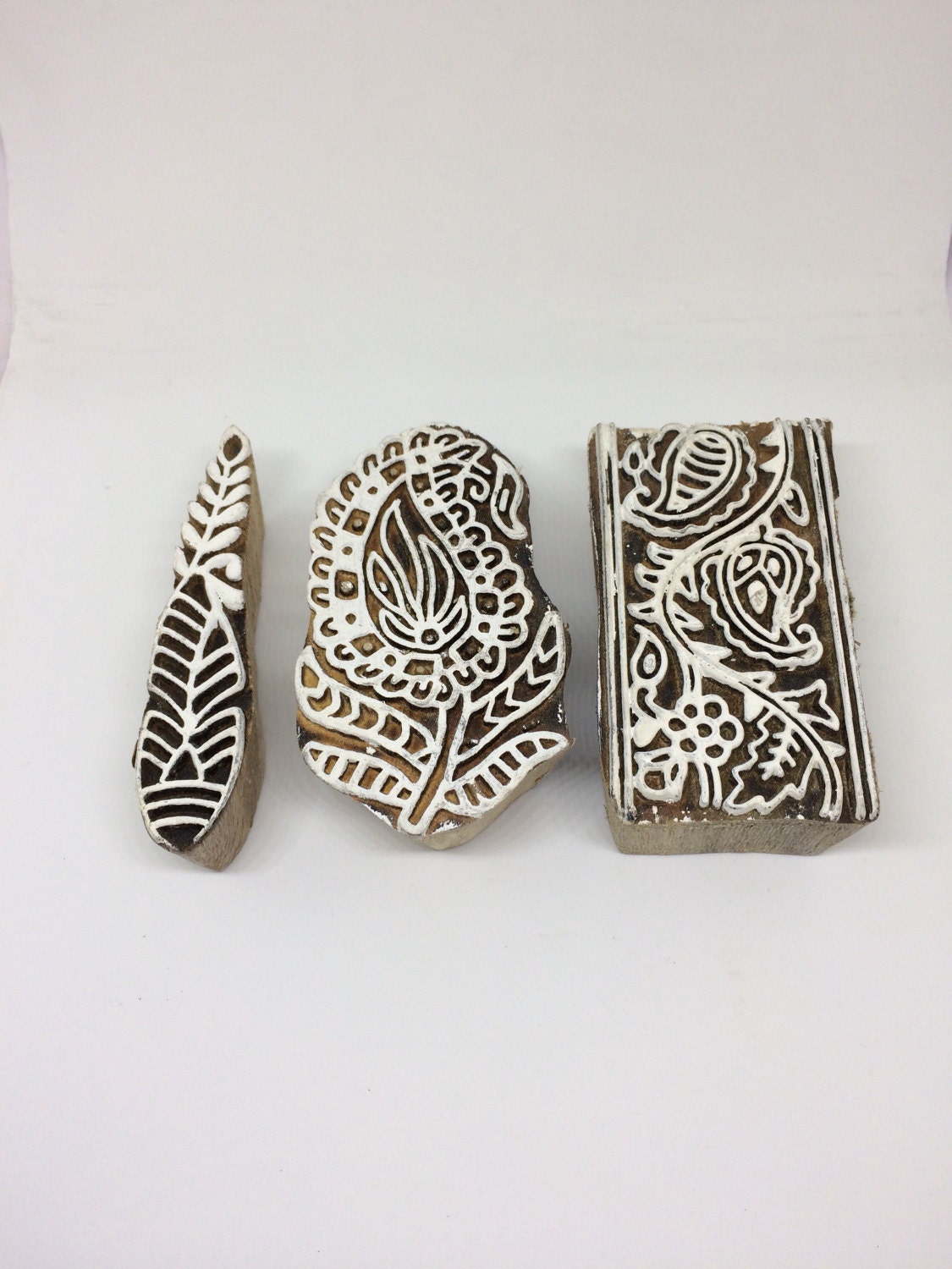 Stamp wood block printing block set of three India wood Etsy