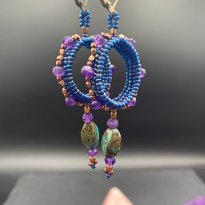 Turquoise Rain Beaded Earrings