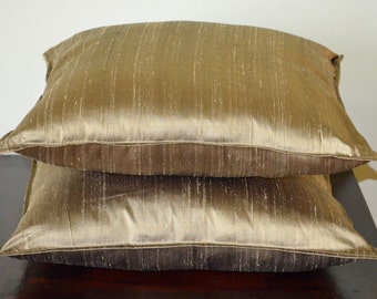 Gold colored Dupioni pure silk cushion cover12X12, 12x16, 12x20, 14x20, 14x24, 16x16, 18x18, 20x20, 22x22, 24x24 &26X26