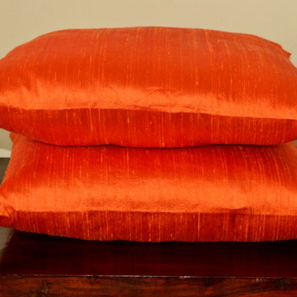 Saffron color pure Dupioni silk cushion cover / sham,12X12, 12x16, 12x20, 14x20, 14x24, 16x16, 18x18, 20x20, 22x22, 24x24 & 26X26