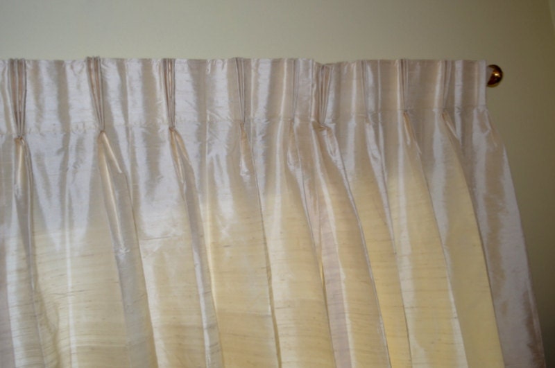 Ivory Colored Silk Drapes in Rich Raw Silk / Dupioni Silk/ Natural Silk