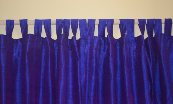 Rich Blue With Magenta Shimmer Silk Drapes With Blackout Etsy