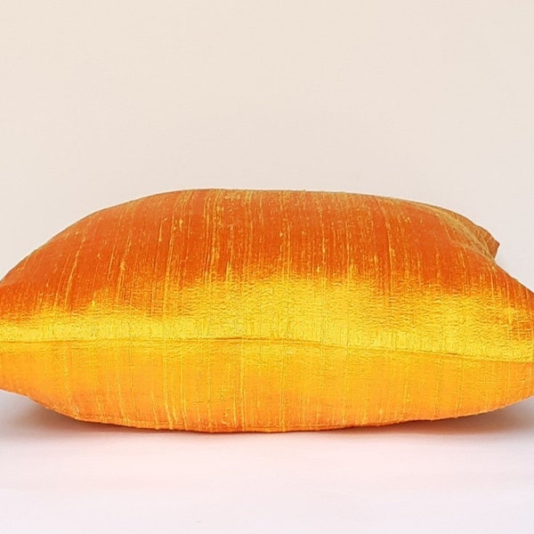 Sun set yellow Dupioni pure silk cushion cover- 12X12, 12x16, 12x20, 14x20, 14x24, 16x16, 18x18, 20x20, 22X22, 24X24 & 26X26 D51