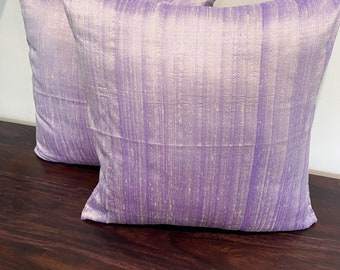 Lavender colored  Dupioni pure silk cushion cover- 12X12, 12x16, 12x20, 14x20, 14x24, 16x16, 18x18, 20x20, 22X22, 24X24 & 26X26