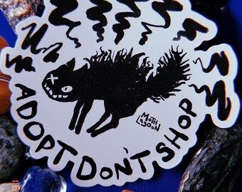 Adopt Don't Shop Sticker - animal lover cat pet cats spooky rescue animals pets cat dog dogs rabbit owner fish guinea pig vegan nature