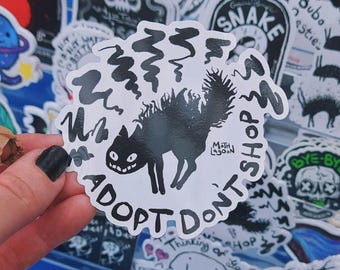 Adopt Don't Shop Sticker - animal lover cat pet cats spooky rescue animals pets cat dog dogs rabbit owner fish guinea pig vegan nature