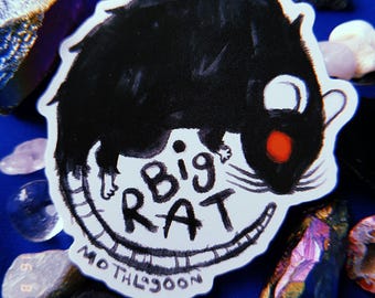 Big Rat Sticker - animal lover spooky rats pets pet Black rat creepy goth halloween gothic Alt lol stickers rodent moth lagoon