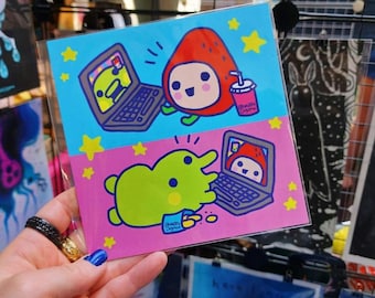 Long Distance Tamagotchi Print - friends nostalgia best friends Bandai friend bestie 90s 1990s millennial weird art game gaming cute art