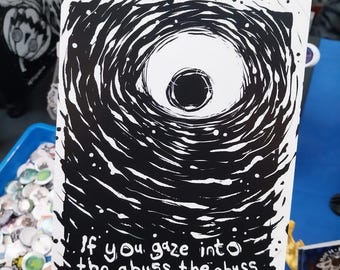 Abyss Print - spooky art goth gothic scary horror black and white eye eyes paranormal writer writing horror art unique alternative art alt