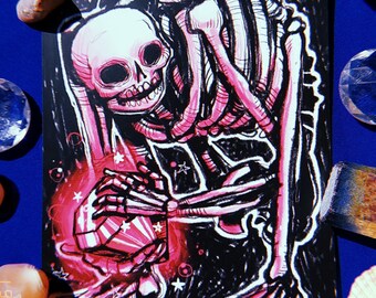 Greedy Secrets Print - dungeons and dragons medieval d and d d&d skeleton enemy anime spooky art goth gothic scary horror