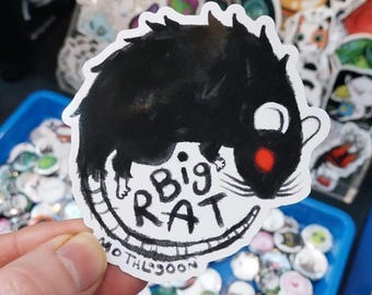 Big Rat Sticker - animal lover spooky rats pets pet Black rat creepy goth halloween gothic Alt lol stickers rodent moth lagoon