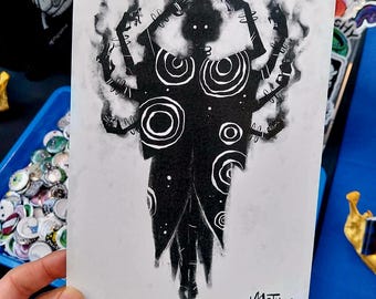 Magician Print - spooky art goth gothic scary horror black and white paranormal horror unique alternative magic gift present smoke dark cool