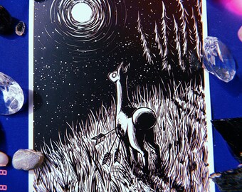 Now we can be together Print - witch gothic goth halloween spooky cute night witchcraft dark art weird alternative alt forest moon strange
