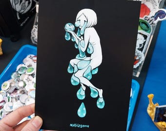 Salt Water Print - goth gothic witch blue tears anime mental health dark art tears tear dreamy spooky dream spooky art
