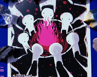 Coven Print - spooky art goth gothic scary horror art unique alternative art alt witch witchy tarot magick healing black magic