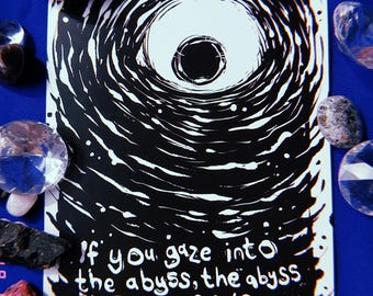 Abyss Print - spooky art goth gothic scary horror black and white eye eyes paranormal writer writing horror art unique alternative art alt